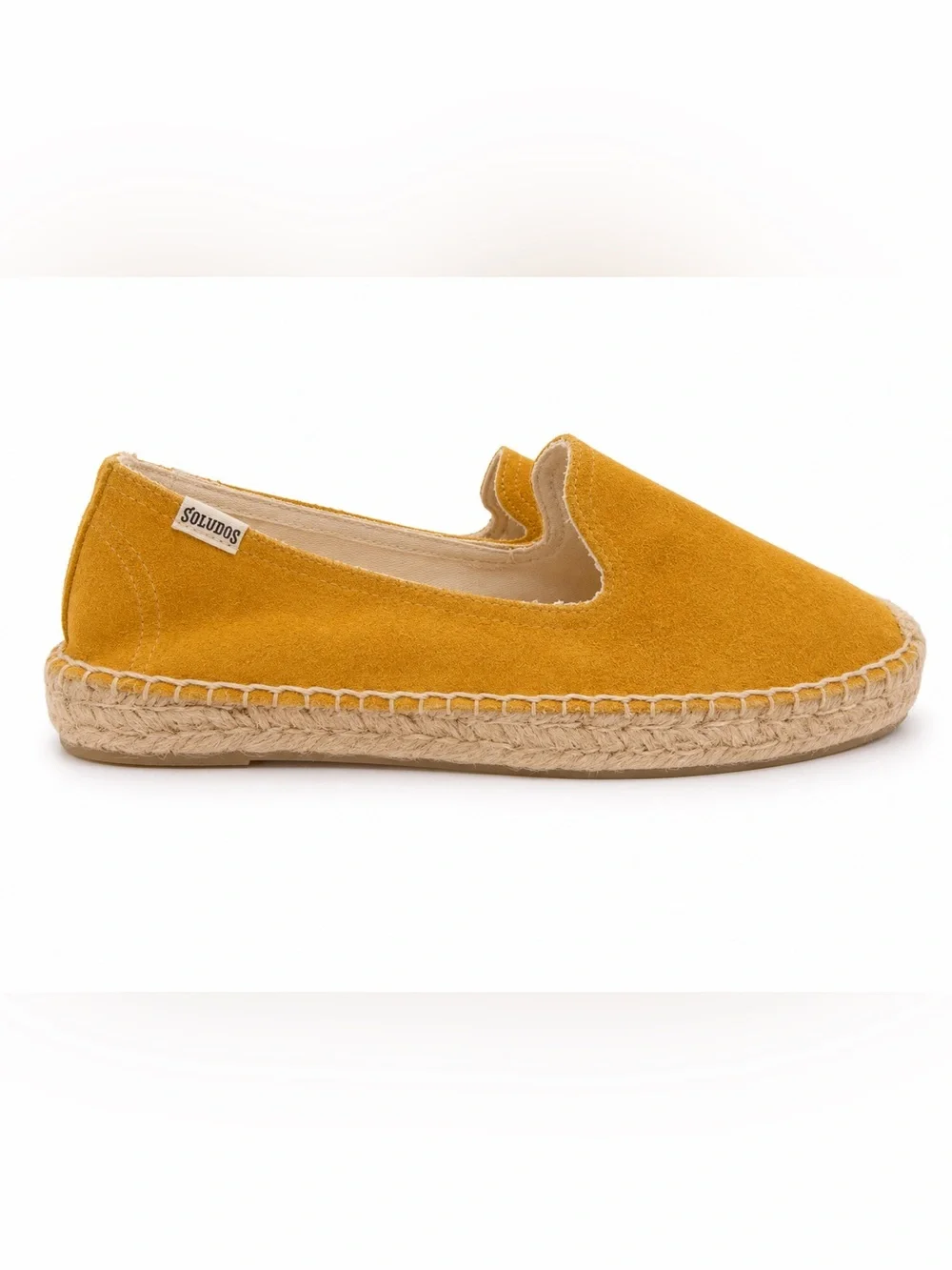 Soludos Suede Espadrille Flats Mustard Yellow Leather Slip On Women’s US 7.5